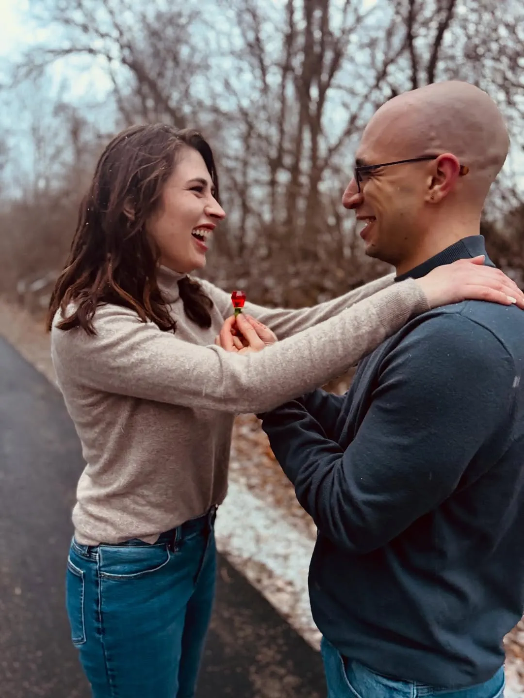 Jared proposes to Caeli with a ringpop.