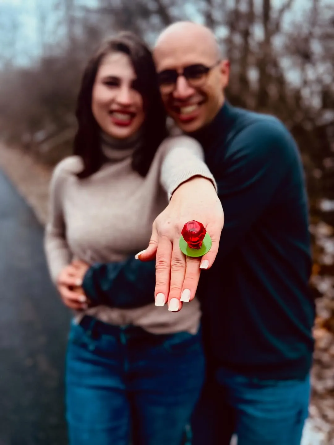 Caeli shows off her ring pop